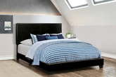 Modern Faux Leather Platform Bed with Firm Mattress & Box Spring